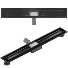 HD Mars+ 10 Black rozsdamentes acél komplett fekete zuhanyfolyóka, kettős bűzzárral