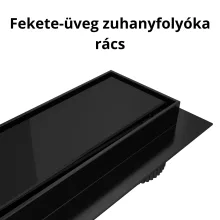 HD Mars+ 02 Black fekete-üveg komplett rozsdamentes acél zuhanyfolyóka fekete zuhanyfolyóka testtel, kettős bűzzárral