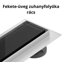 HD Mars 02 Black fekete-üveg komplett rozsdamentes acél zuhanyfolyóka króm zuhanyfolyóka testtel
