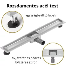HD Mars 02 Black fekete-üveg komplett rozsdamentes acél zuhanyfolyóka króm zuhanyfolyóka testtel