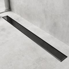   HD Mars 02 Black fekete-üveg komplett rozsdamentes acél zuhanyfolyóka fekete zuhanyfolyóka testtel