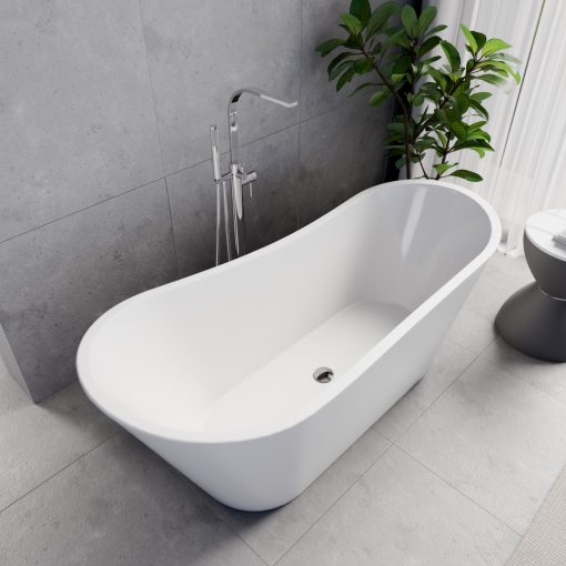 HD Uniq White szögletes térben álló akril kád fényes króm click-clack leeresztővel, 170x72x70 cm