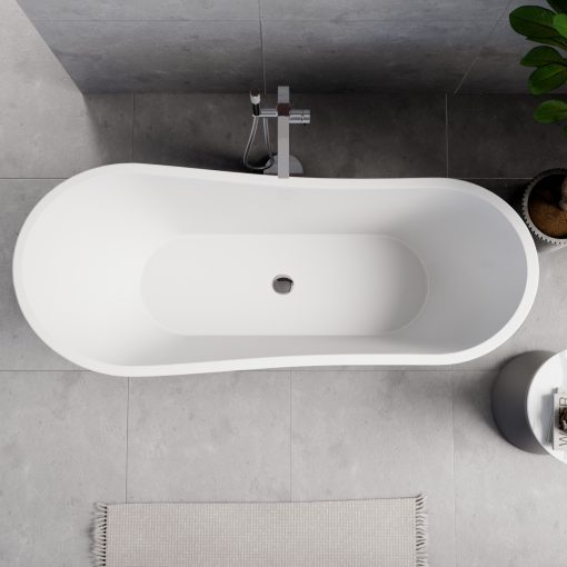 HD Uniq White szögletes térben álló akril kád fényes króm click-clack leeresztővel, 170x72x70 cm