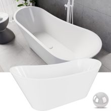 HD Uniq White szögletes térben álló akril kád fényes fehér click-clack leeresztővel, 170x72x70 cm