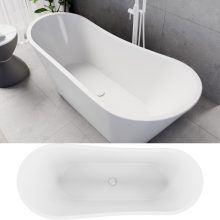 HD Uniq White szögletes térben álló akril kád fényes fehér click-clack leeresztővel, 170x72x70 cm