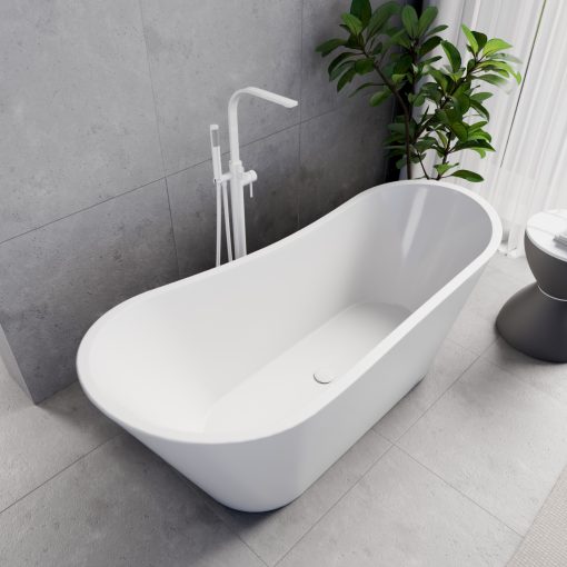 HD Uniq White szögletes térben álló akril kád fényes fehér click-clack leeresztővel, 170x72x70 cm