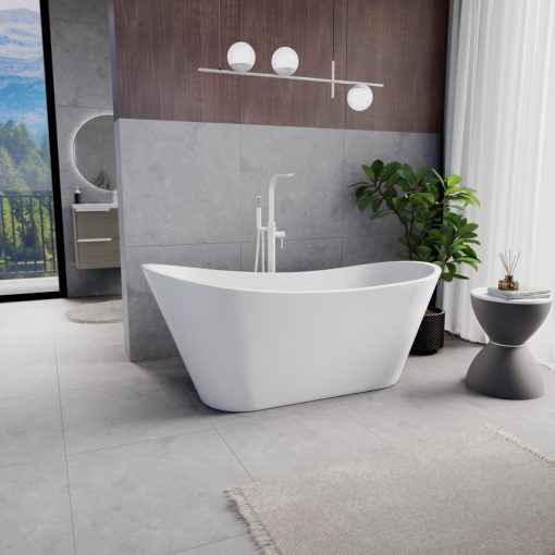 HD Uniq White szögletes térben álló akril kád fényes fehér click-clack leeresztővel, 170x72x70 cm