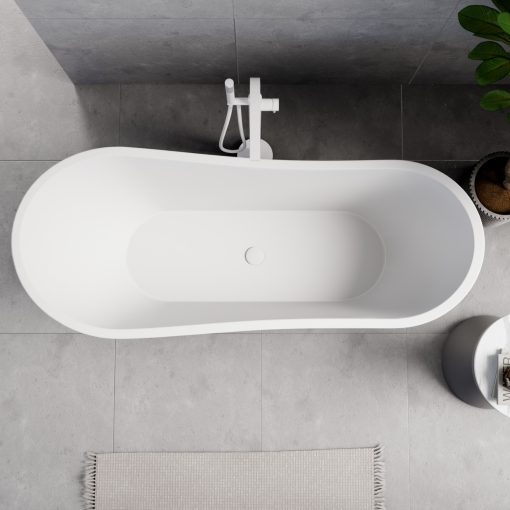 HD Uniq White szögletes térben álló akril kád fényes fehér click-clack leeresztővel, 170x72x70 cm