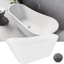 HD Uniq White szögletes térben álló akril kád szürke click-clack leeresztővel, 170x72x70 cm