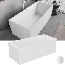 HD Miami White szögletes térben álló akril kád fényes fehér túlfolyóval és click-clack leeresztővel, 170x75x58 cm