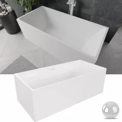   HD Miami White szögletes térben álló akril kád fényes fehér túlfolyóval és click-clack leeresztővel, 170x75x58 cm