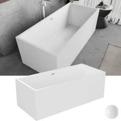   HD Miami White szögletes térben álló akril kád fényes fehér túlfolyóval és click-clack leeresztővel, 170x75x58 cm