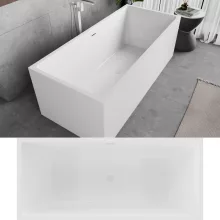 HD Miami White szögletes térben álló akril kád fényes fehér túlfolyóval és click-clack leeresztővel, 170x75x58 cm