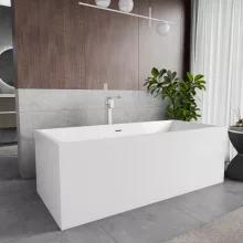 HD Miami White szögletes térben álló akril kád fényes fehér túlfolyóval és click-clack leeresztővel, 170x75x58 cm