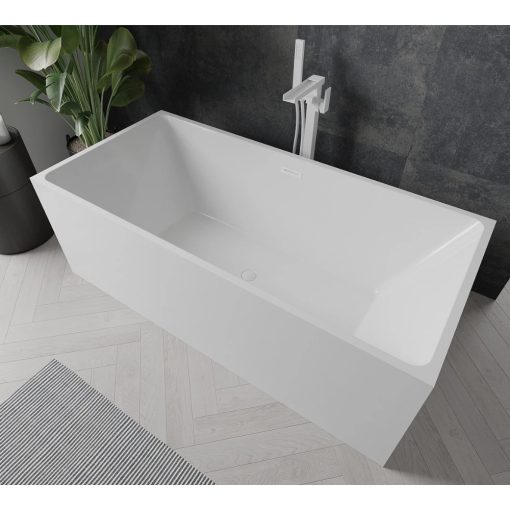 HD Miami White szögletes térben álló akril kád fényes fehér túlfolyóval és click-clack leeresztővel, 170x75x58 cm