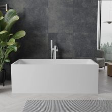 HD Miami White szögletes térben álló akril kád fényes fehér túlfolyóval és click-clack leeresztővel, 170x75x58 cm