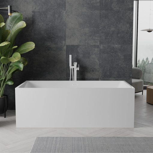 HD Miami White szögletes térben álló akril kád fényes fehér túlfolyóval és click-clack leeresztővel, 170x75x58 cm