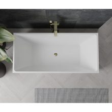 HD Miami White szögletes térben álló akril kád fényes arany túlfolyóval és click-clack leeresztővel, 170x75x58 cm