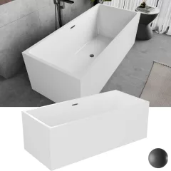   HD Miami White szögletes térben álló akril kád szürke túlfolyóval és click-clack leeresztővel, 170x75x58 cm