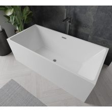 HD Miami White szögletes térben álló akril kád szürke túlfolyóval és click-clack leeresztővel, 170x75x58 cm