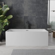 HD Miami White szögletes térben álló akril kád szürke túlfolyóval és click-clack leeresztővel, 170x75x58 cm