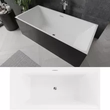 HD Miami Black szögletes térben álló akril kád fényes króm túlfolyóval és click-clack leeresztővel, 170x75x58 cm