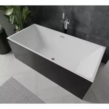 HD Miami Black szögletes térben álló akril kád fényes króm túlfolyóval és click-clack leeresztővel, 170x75x58 cm