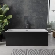 HD Miami Black szögletes térben álló akril kád fényes króm túlfolyóval és click-clack leeresztővel, 170x75x58 cm