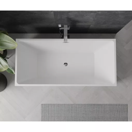 HD Miami Black szögletes térben álló akril kád fényes króm túlfolyóval és click-clack leeresztővel, 170x75x58 cm