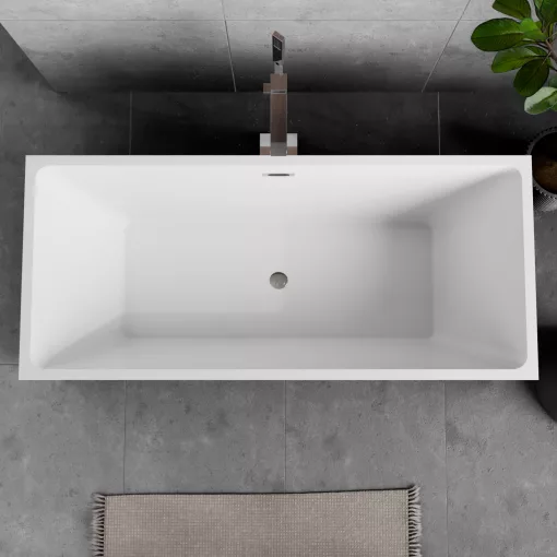 HD Miami Black szögletes térben álló akril kád fényes króm túlfolyóval és click-clack leeresztővel, 170x75x58 cm