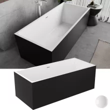 HD Miami Black szögletes térben álló akril kád fényes fehér túlfolyóval és click-clack leeresztővel, 170x75x58 cm