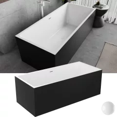   HD Miami Black szögletes térben álló akril kád fényes fehér túlfolyóval és click-clack leeresztővel, 170x75x58 cm