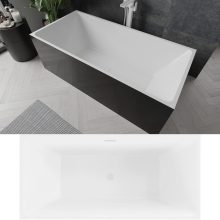 HD Miami Black szögletes térben álló akril kád fényes fehér túlfolyóval és click-clack leeresztővel, 170x75x58 cm