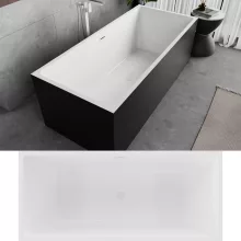 HD Miami Black szögletes térben álló akril kád fényes fehér túlfolyóval és click-clack leeresztővel, 170x75x58 cm
