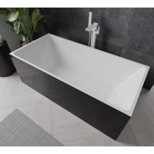 HD Miami Black szögletes térben álló akril kád fényes fehér túlfolyóval és click-clack leeresztővel, 170x75x58 cm