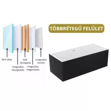 HD Miami Black szögletes térben álló akril kád fényes fehér túlfolyóval és click-clack leeresztővel, 170x75x58 cm