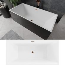 HD Miami Black szögletes térben álló akril kád rózsa arany túlfolyóval és click-clack leeresztővel, 170x75x58 cm