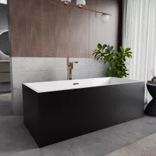 HD Miami Black szögletes térben álló akril kád rózsa arany túlfolyóval és click-clack leeresztővel, 170x75x58 cm