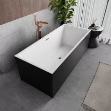 HD Miami Black szögletes térben álló akril kád rózsa arany túlfolyóval és click-clack leeresztővel, 170x75x58 cm