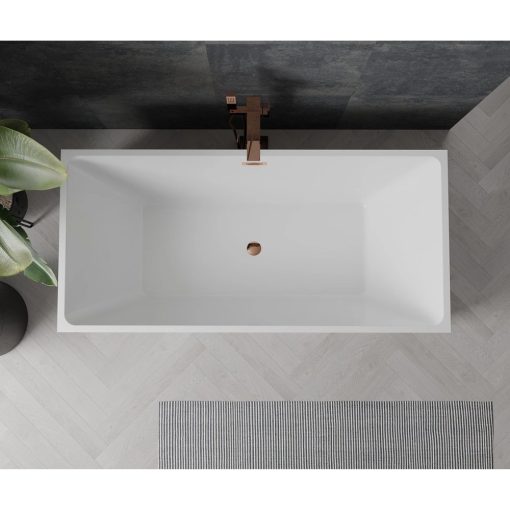 HD Miami Black szögletes térben álló akril kád rózsa arany túlfolyóval és click-clack leeresztővel, 170x75x58 cm