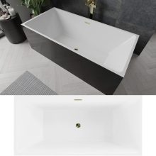 HD Miami Black szögletes térben álló akril kád fényes arany túlfolyóval és click-clack leeresztővel, 170x75x58 cm