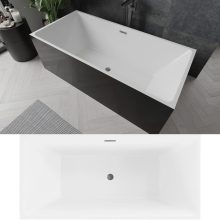 HD Miami Black szögletes térben álló akril kád szürke túlfolyóval és click-clack leeresztővel, 170x75x58 cm