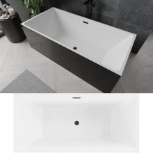 HD Miami Black szögletes térben álló akril kád matt fekete túlfolyóval és click-clack leeresztővel, 170x75x58 cm