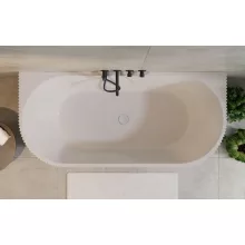 HD Atlanta White félszabadonálló akril kád fényes fehér túlfolyóval és click-clack leeresztővel, 170x80x58 cm