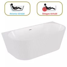 HD Atlanta White félszabadonálló akril kád fényes fehér túlfolyóval és click-clack leeresztővel, 170x80x58 cm