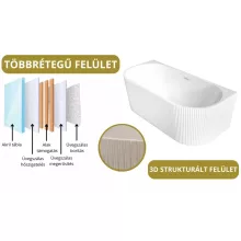 HD Atlanta White félszabadonálló akril kád fényes fehér túlfolyóval és click-clack leeresztővel, 170x80x58 cm