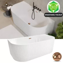 HD Atlanta White félszabadonálló akril kád rózsa arany túlfolyóval és click-clack leeresztővel, 170x80x58 cm