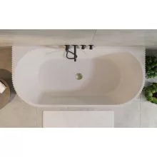 HD Atlanta White félszabadonálló akril kád szálcsiszolt arany túlfolyóval és click-clack leeresztővel, 170x80x58 cm