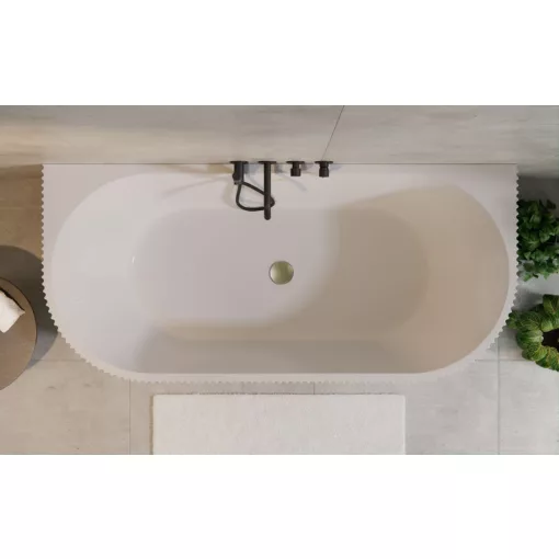 HD Atlanta White félszabadonálló akril kád szálcsiszolt arany túlfolyóval és click-clack leeresztővel, 170x80x58 cm