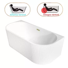 HD Atlanta White félszabadonálló akril kád szálcsiszolt arany túlfolyóval és click-clack leeresztővel, 170x80x58 cm